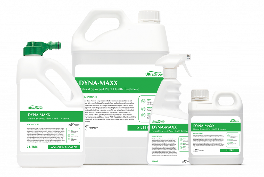 Group Photo of Dyna-Maxx Seaweed Solution Products | Featured Image for Granular Page by UltraGrow.