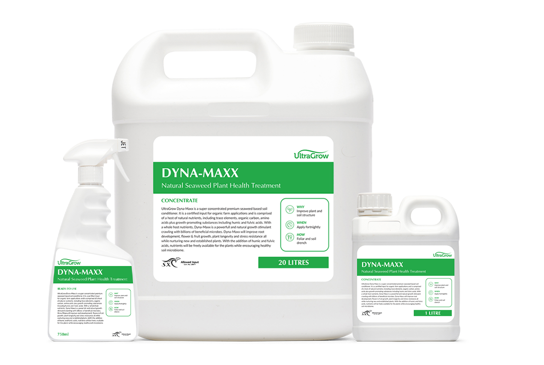 Group photo of Dyna-Maxx products | Featured Image for Liquids Product Page by UltraGrow.